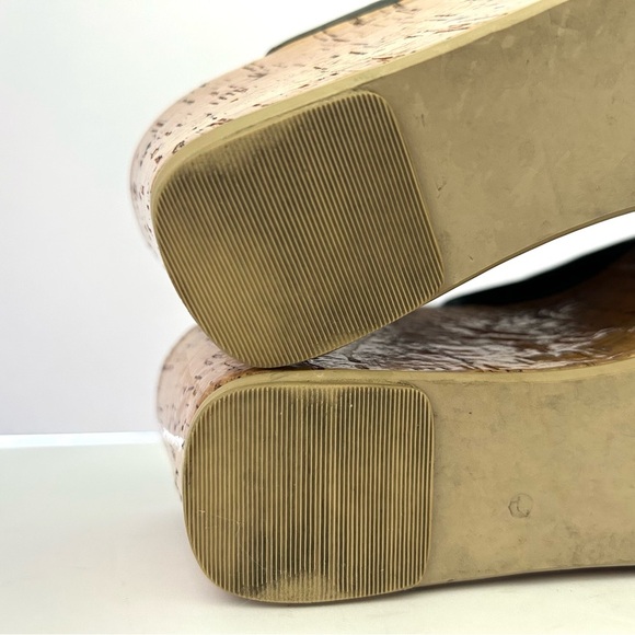 Donald Pliner DMSX Square Toe Sandal Shoe Cork Platform Leather Black Size 6.5 - Picture 9 of 11